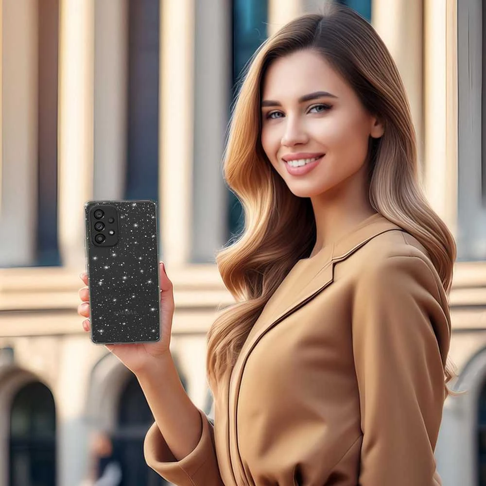 Fusion Accessories Topt Crystal Glitter dėklas skirtas Samsung Galaxy A33 5G sidabro spalvos