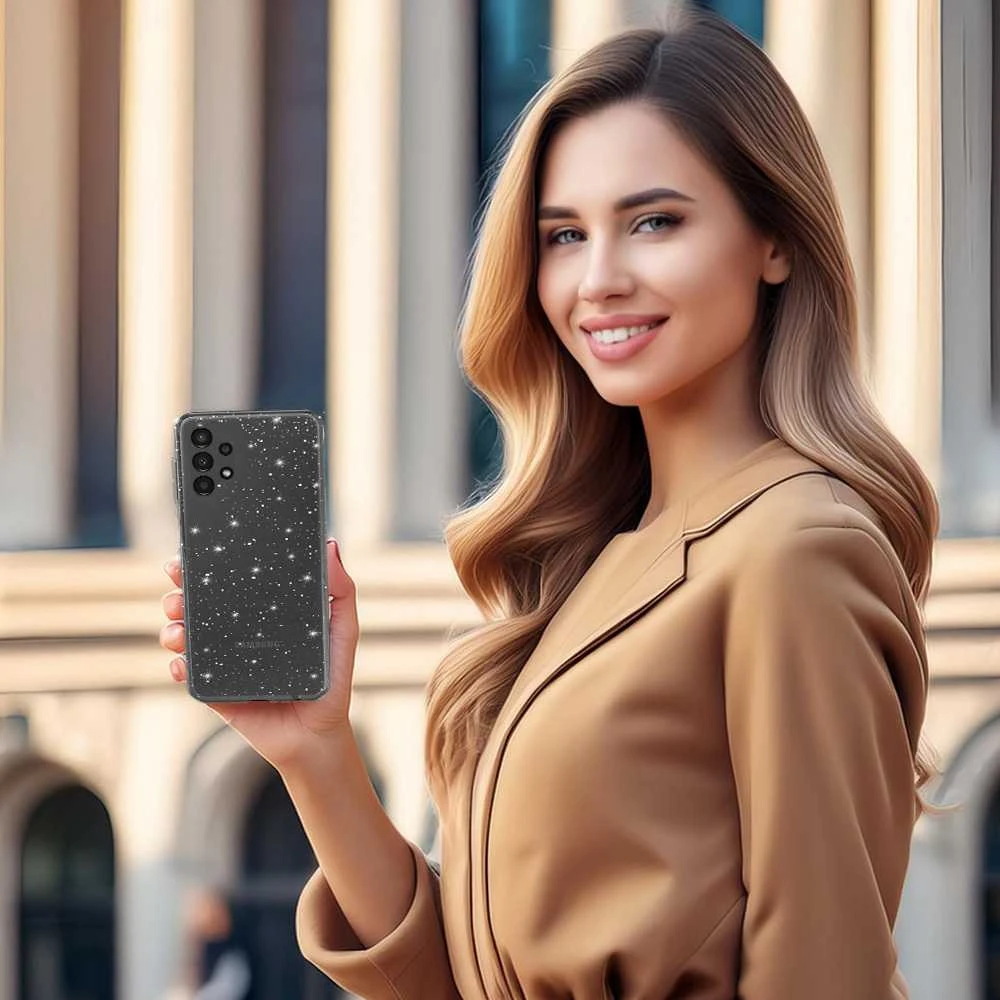 Toptel Topt Crystal Glitter dėklas skirtas Samsung Galaxy A13 4G sidabro spalvos
