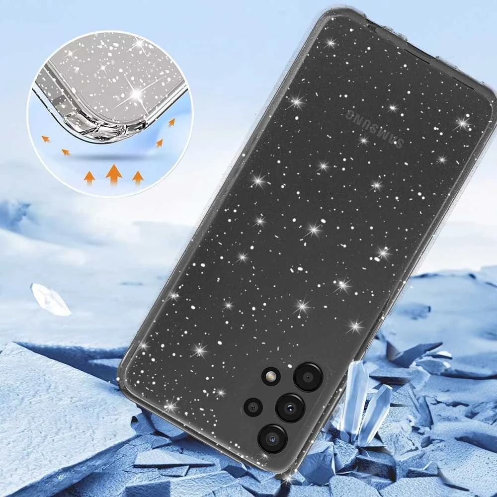 Toptel Topt Crystal Glitter dėklas skirtas Samsung Galaxy A13 4G sidabro spalvos