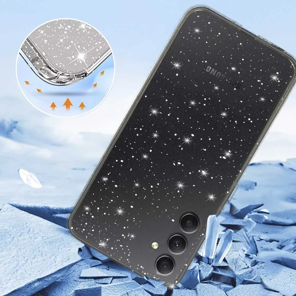 Toptel Topt Crystal Glitter dėklas skirtas Samsung Galaxy A34 5G sidabro spalvos