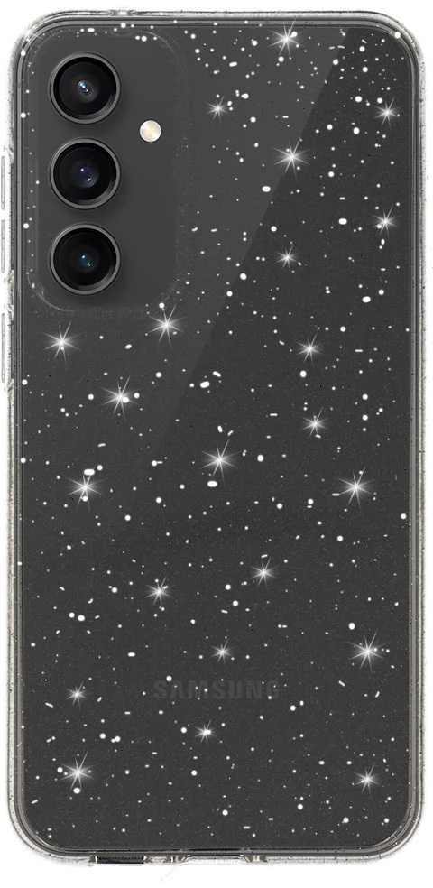 Fusion Accessories Topt Crystal Glitter dėklas skirtas Samsung Galaxy S23 FE sidabro spalvos