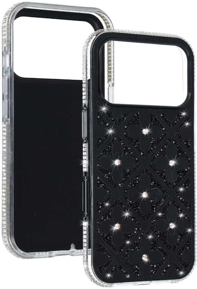 Topt Flower dėklas skirtas Apple iPhone 17 juodos spalvos