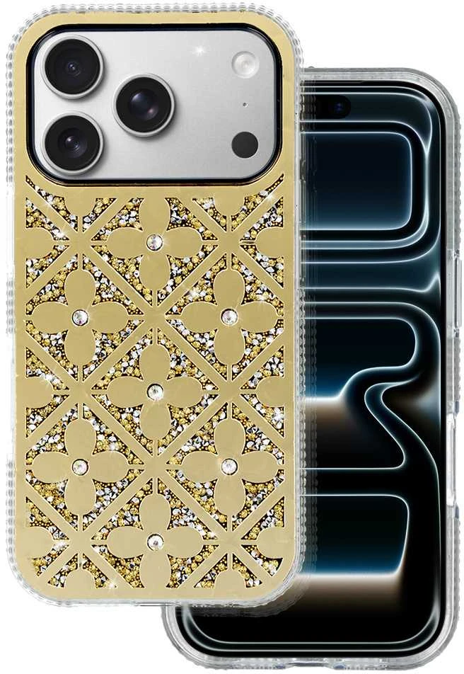 Fusion Accessories Topt Flower dėklas skirtas Apple iPhone 16 aukso spalvos