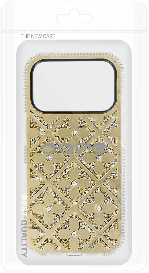 Topt Flower dėklas skirtas Apple iPhone 17 Pro aukso spalvos
