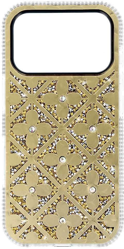 Fusion Accessories Topt Flower dėklas skirtas Apple iPhone 16 aukso spalvos
