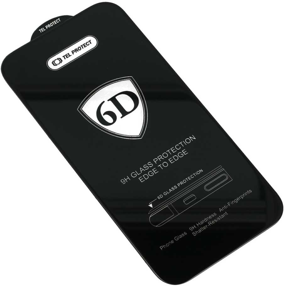 Tel Protect Topt Full Glue 6D Apsauginis stiklas skirtas Apple iPhone 13/13 Pro Juodas – pakuotė 10 vnt
