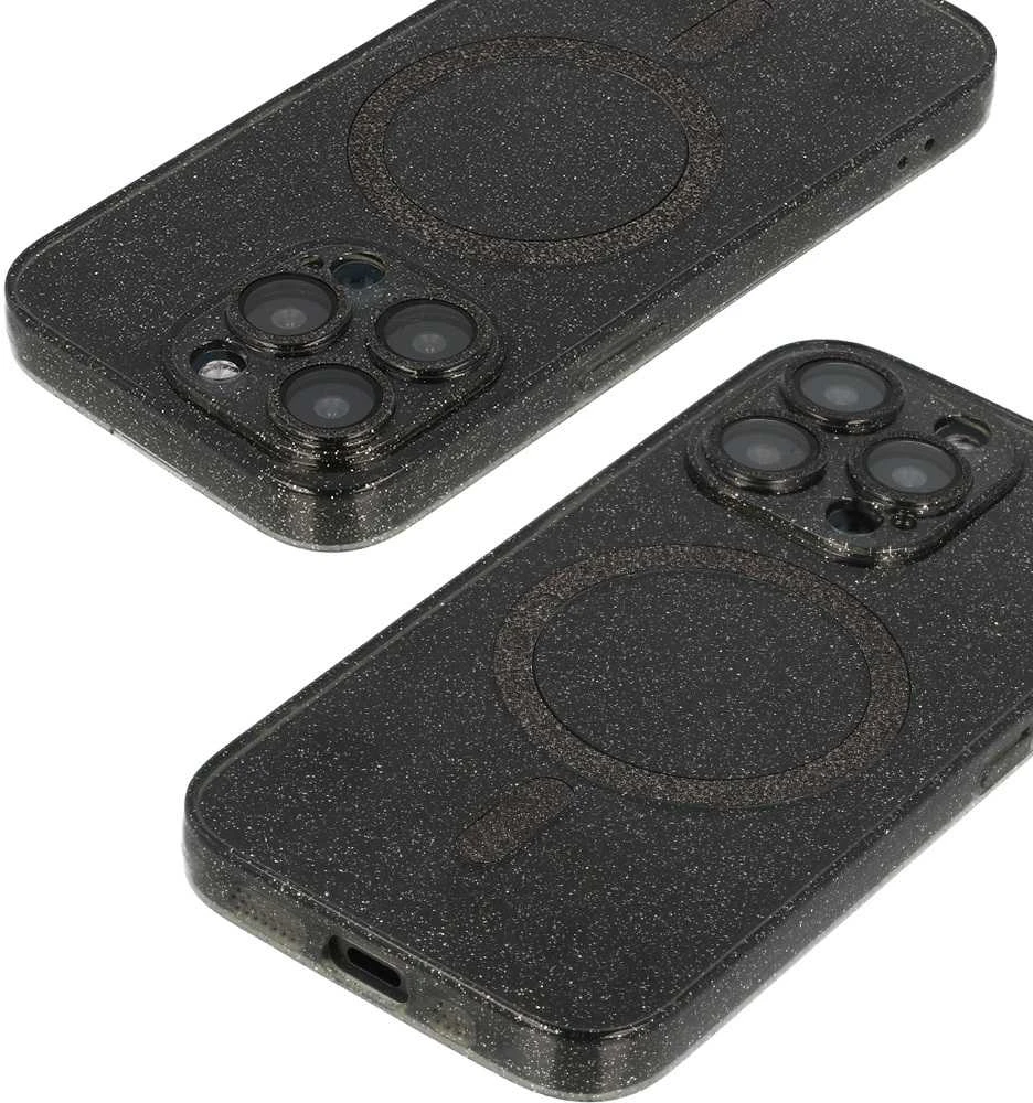 Fusion Accessories Topt Glitter Magsafe dėklas skirtas Apple iPhone 12 Pro juodas skaidrus