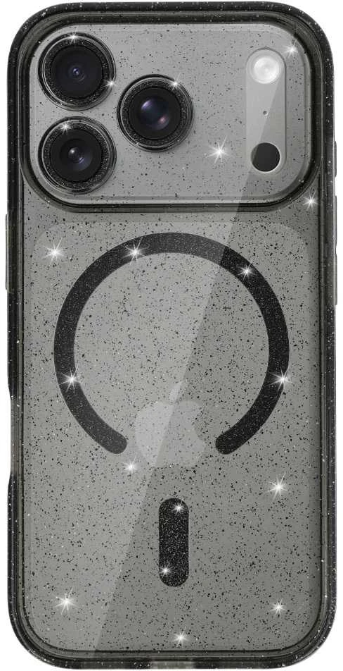 Fusion Accessories Topt Glitter Magsafe Dėklas skirtas Apple iPhone 17 Pro Max juodos spalvos clear