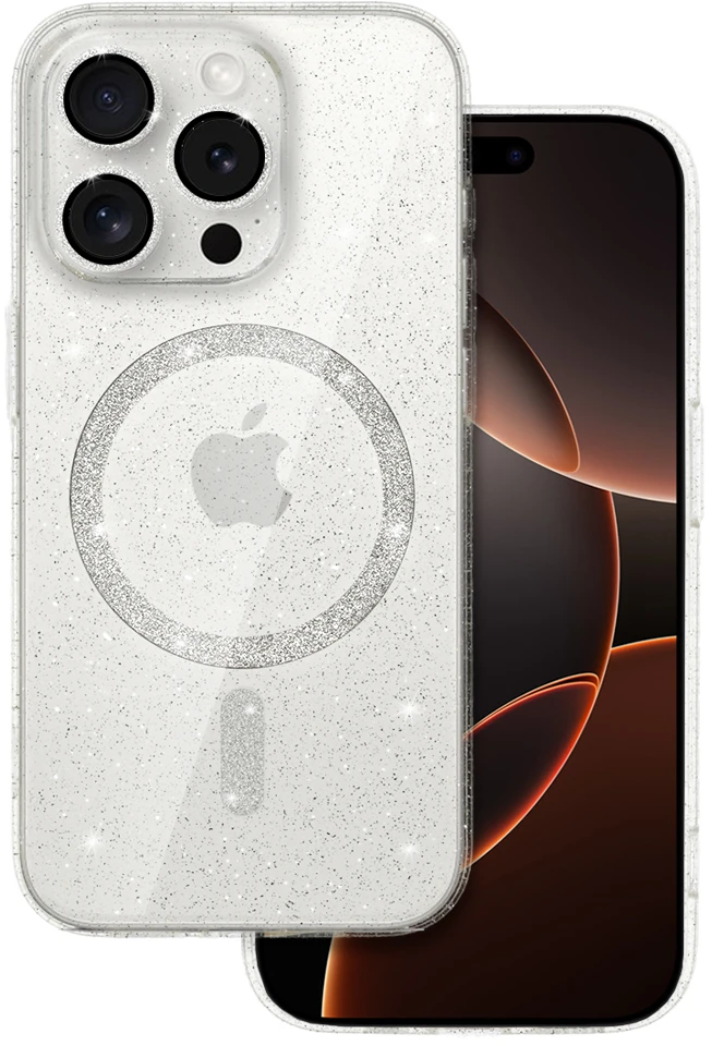 Oem Glitter Magsafe dėklas skirtas Iphone 16 Pro Max transparent