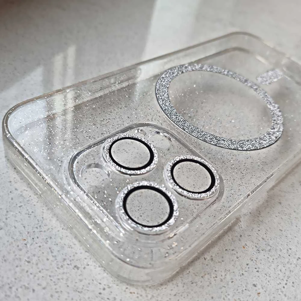 Toptel Topt Glitter Magsafe dėklas skirtas Apple iPhone 12 Pro skaidrus