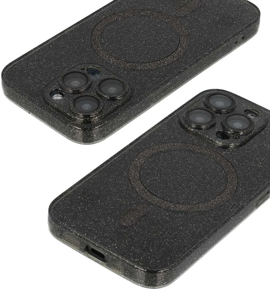 Fusion Accessories Topt Glitter Magsafe dėklas skirtas Samsung Galaxy S24 FE juodas skaidrus