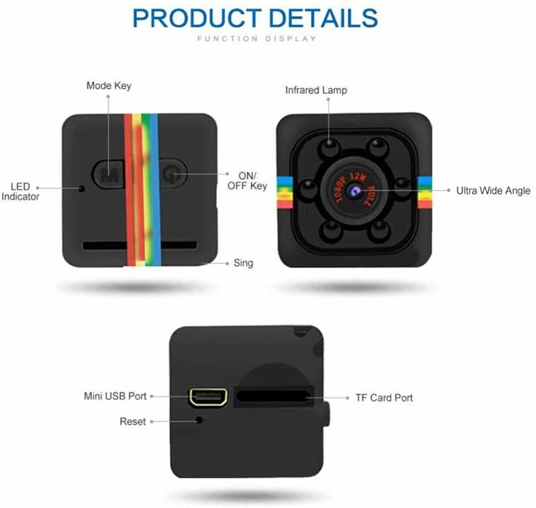 Fusion Accessories Topt Internetinė kamera Mini Full HD B4-SQ11 1080P juodos spalvos