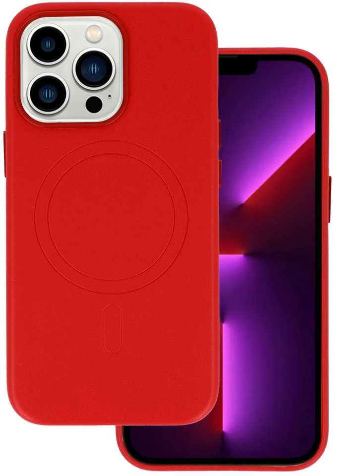 Fusion Accessories Topt MagSafe Leather dėklas skirtas Apple iPhone 15 Plus raudonos spalvos