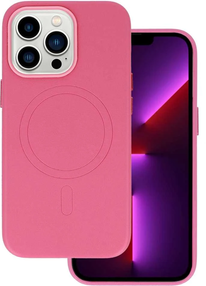Fusion Accessories Topt MagSafe Leather dėklas skirtas Apple iPhone 15 Plus rožinės spalvos