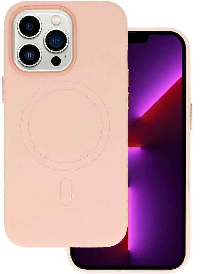 Fusion Accessories Topt MagSafe Leather dėklas skirtas Apple iPhone 15 Plus Light rožinės spalvos