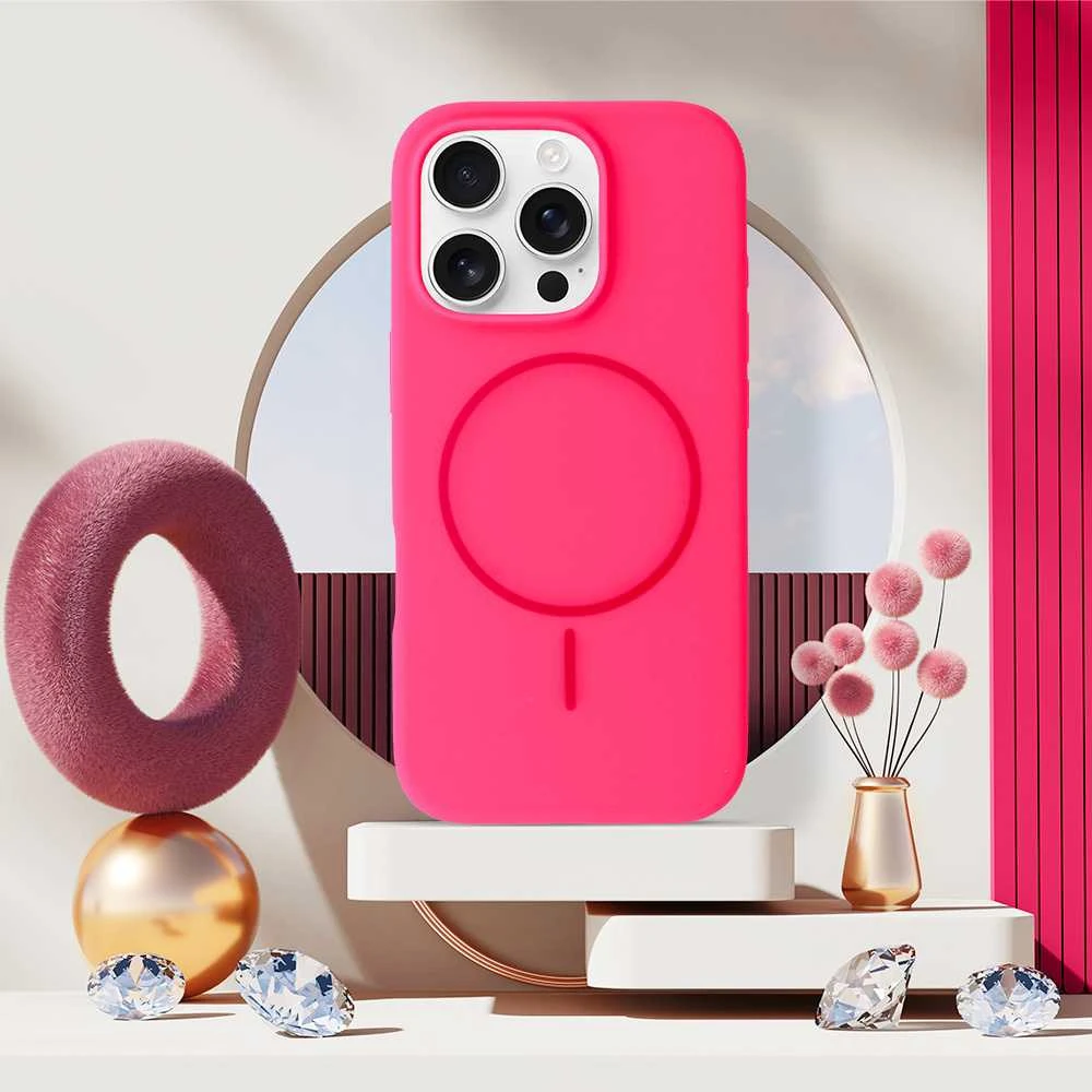 Fusion Accessories Topt Magsafe Slim Silicone Apple iPhone 16 Pro Max dėklas telefonui rožinės spalvos