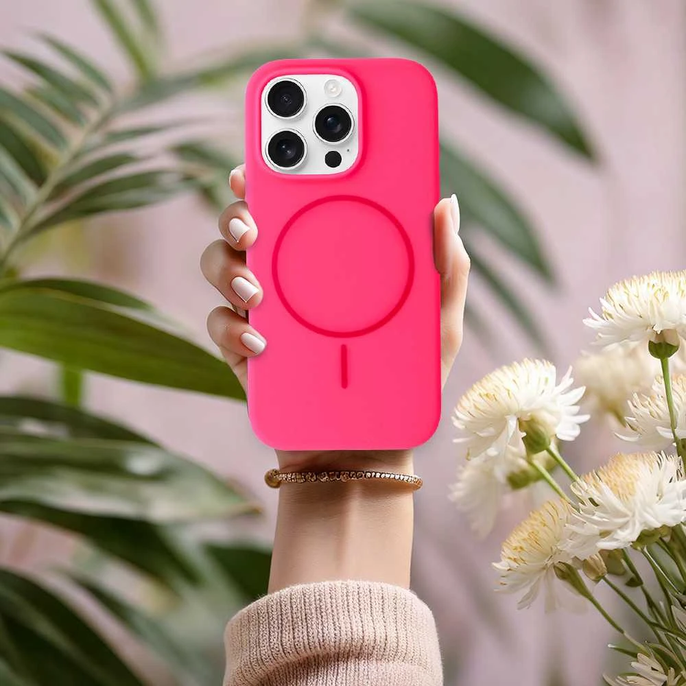 Fusion Accessories Topt Magsafe Slim Silicone Apple iPhone 16 Pro Max dėklas telefonui rožinės spalvos