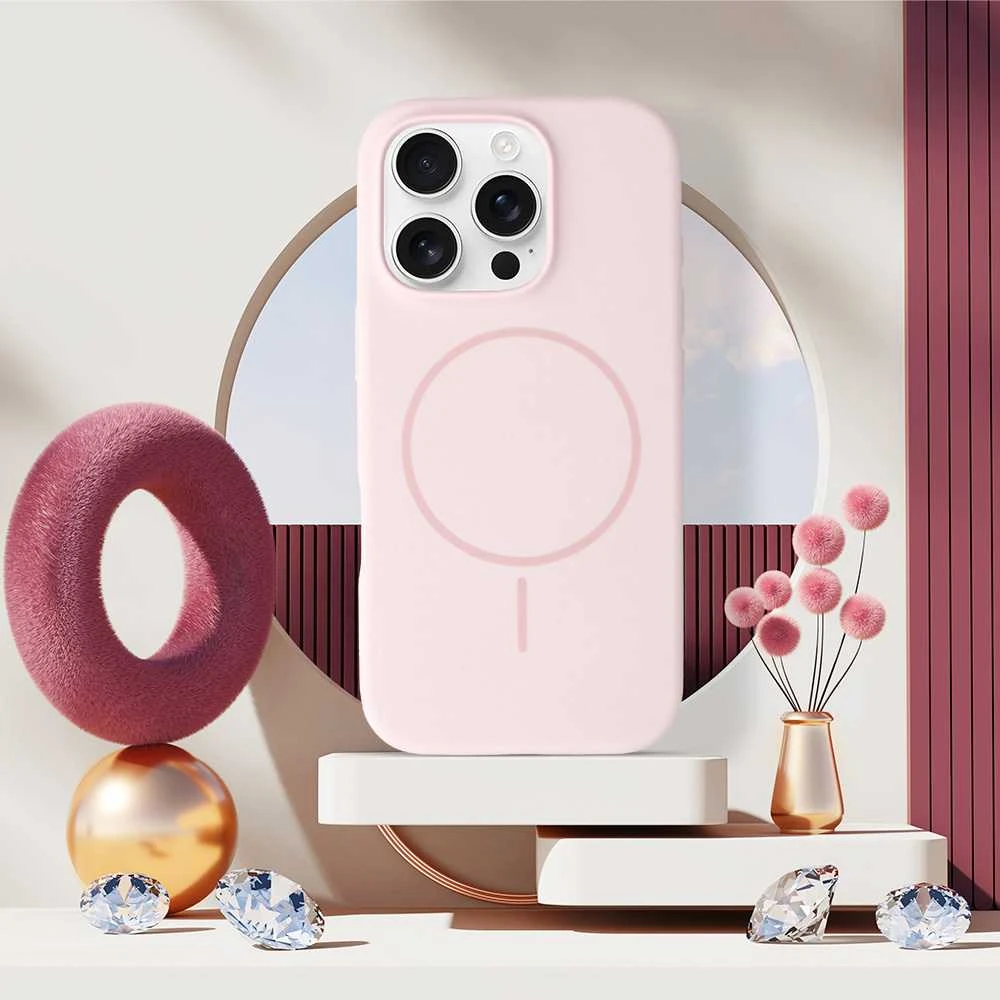 Fusion Accessories Topt Magsafe Slim Silicone Apple iPhone 16 light dėklas telefonui rožinės spalvos