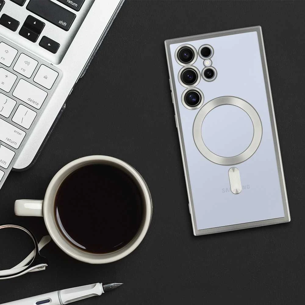 Fusion Accessories Topt Metallic Magsafe dėklas skirtas Samsung Galaxy S24 sidabro spalvos