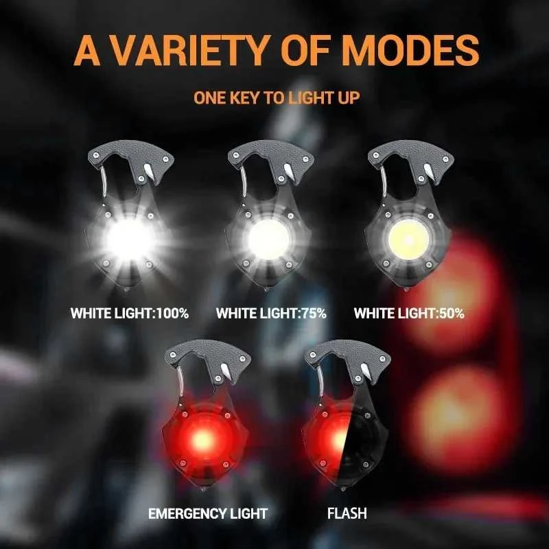 Fusion Accessories Topt Mini žibintuvėlis LED raktų pakabukas W5143 Type C with 2 screwdriver bits žalias