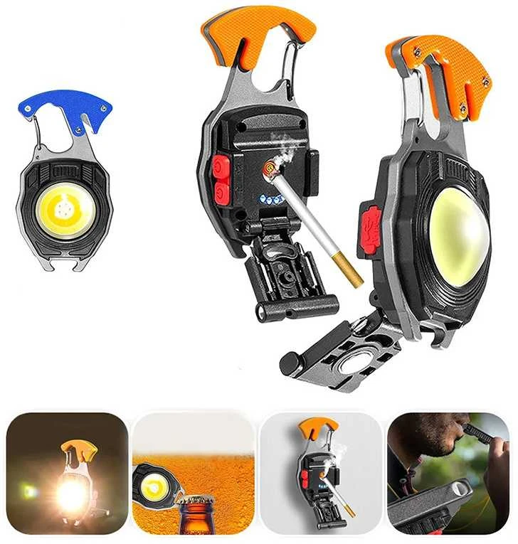 Fusion Accessories Topt Mini žibintuvėlis LED raktų pakabukas W5147 Type C with 2 screwdriver bits oranžinis