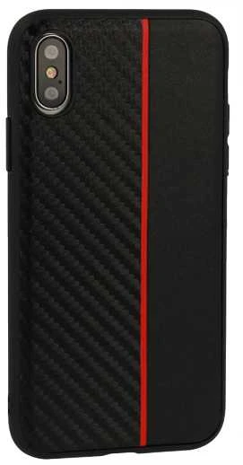 Fusion Accessories Topt MOTO CARBON Samsung Galaxy A6 Plus 2018 dėklas telefonui juodos spalvos su raudona virvele