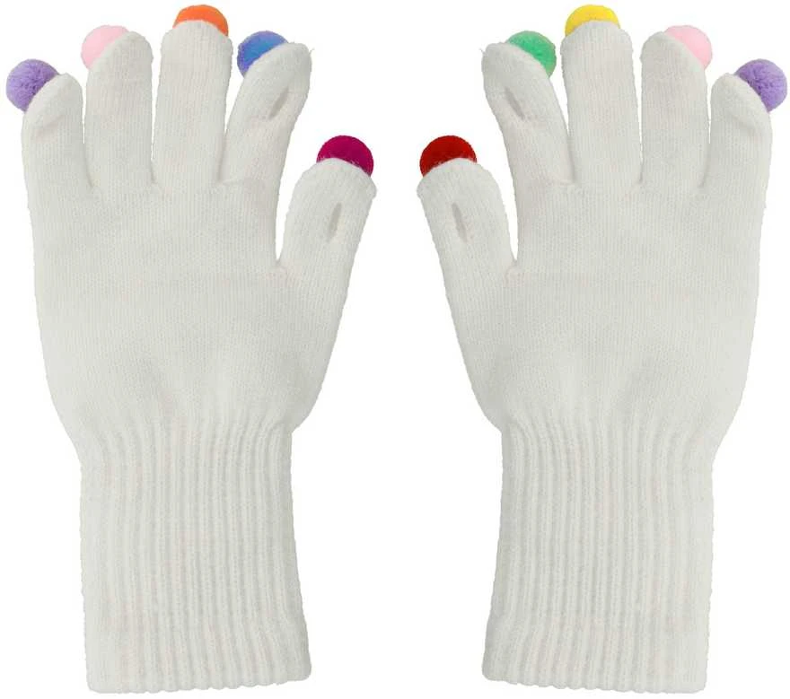 Fusion Accessories Topt Pirštinės telefonams with pom poms Baltas