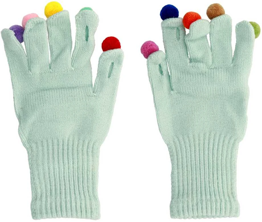 Fusion Accessories Topt Pirštinės telefonams with pom poms LIGHT Mėlynas