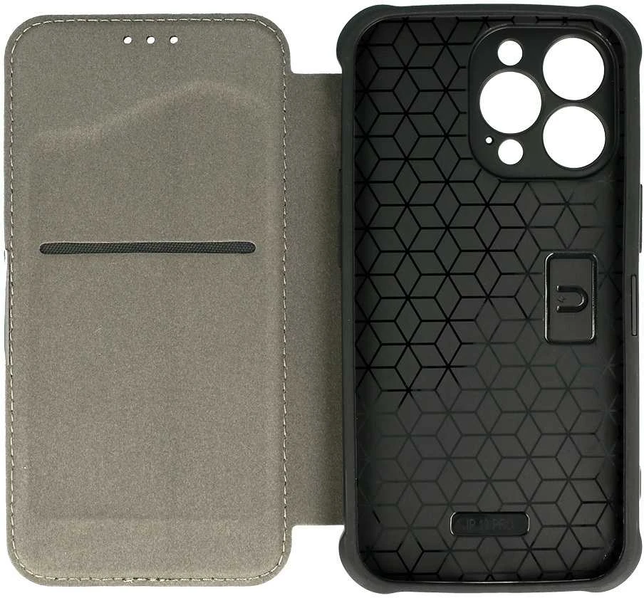 Toptel Topt Razor Carbon Book dėklas skirtas Apple iPhone 14 dark žalios spalvos