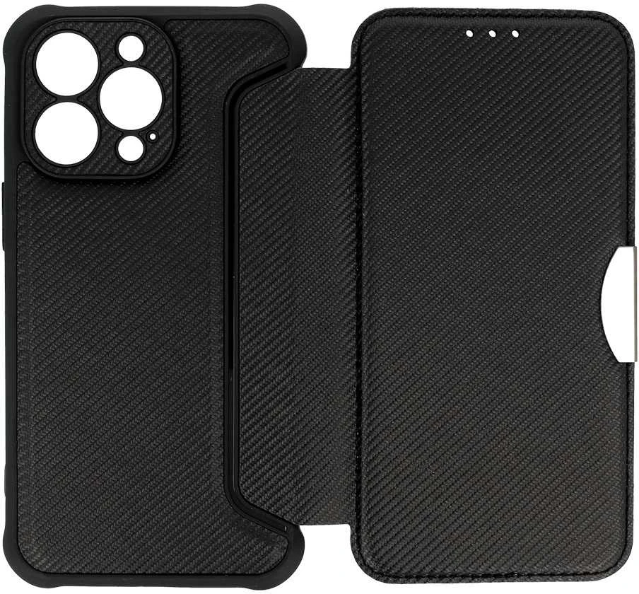 Fusion Accessories Topt Razor Carbon Book Samsung Galaxy S24 FE dėklas telefonui juodos spalvos