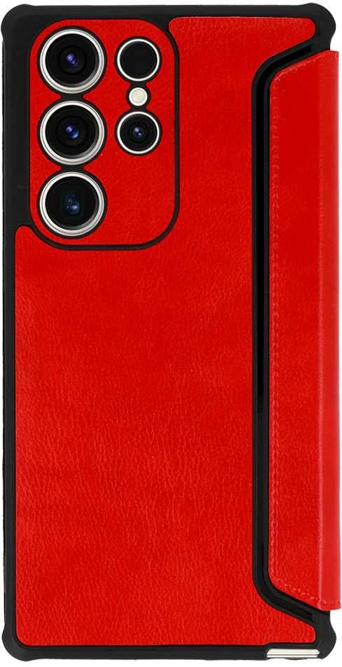 Fusion Accessories Topt Razor Leather Book dėklas skirtas Samsung Galaxy S23 Plus raudonos spalvos