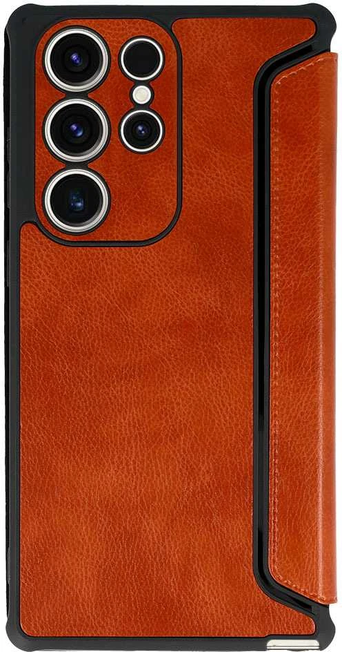 Fusion Accessories Topt Razor Leather Book dėklas skirtas Samsung Galaxy S23 Plus rudos spalvos