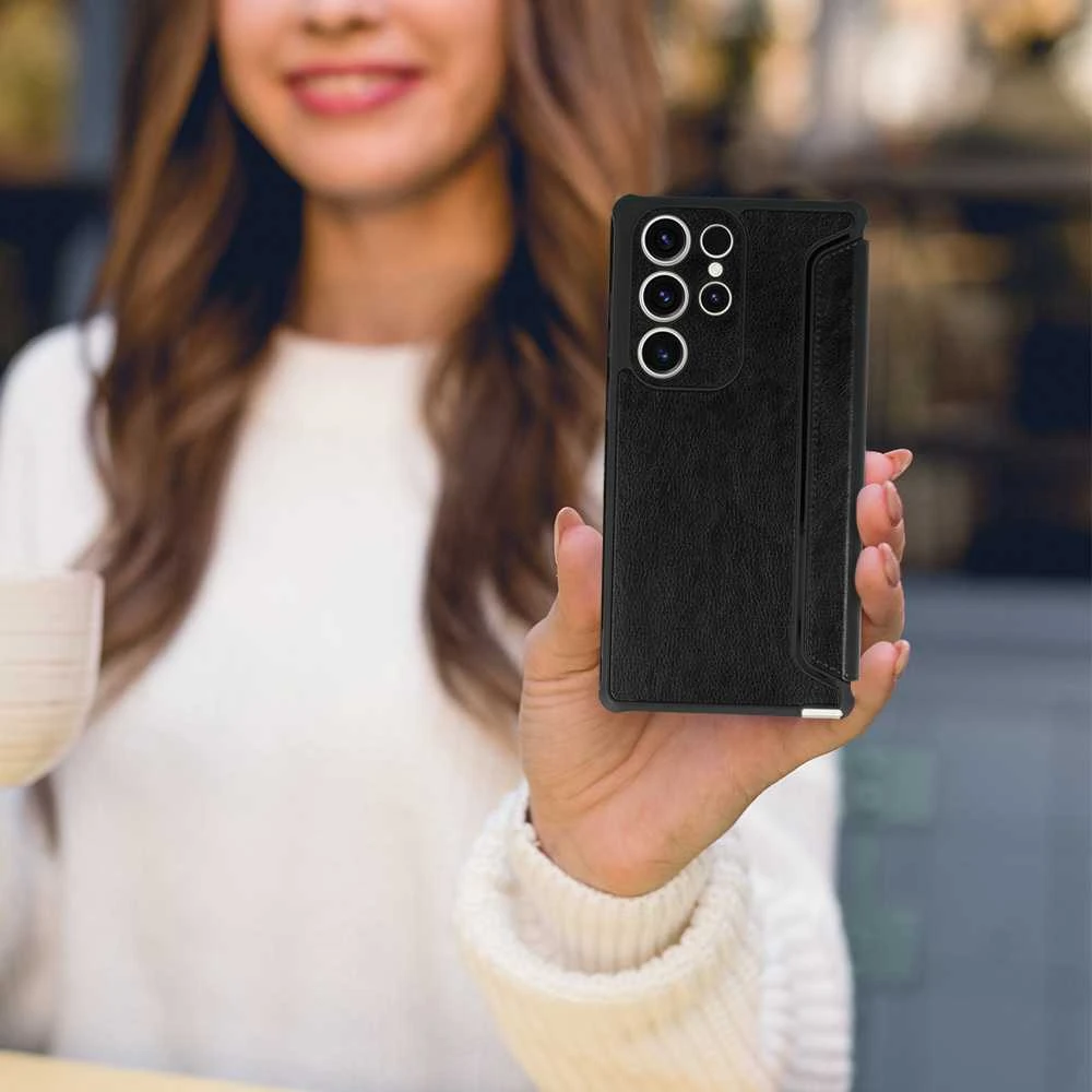 Fusion Accessories Topt Razor Leather Book dėklas skirtas Xiaomi Redmi Note 11 Pro/Note 11 Pro 5G juodos spalvos
