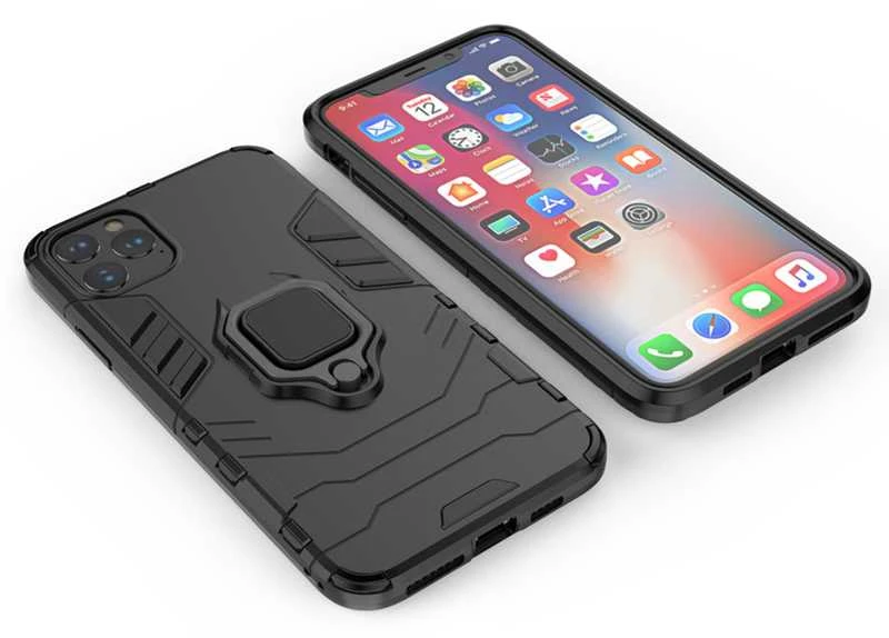 Toptel Topt Ring Armor dėklas skirtas Apple iPhone 16 juodos spalvos