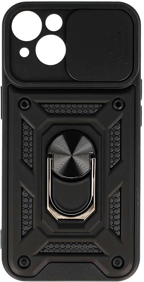 Fusion Accessories Topt Slide Camera Armor dėklas skirtas Apple iPhone 15 Plus juodos spalvos