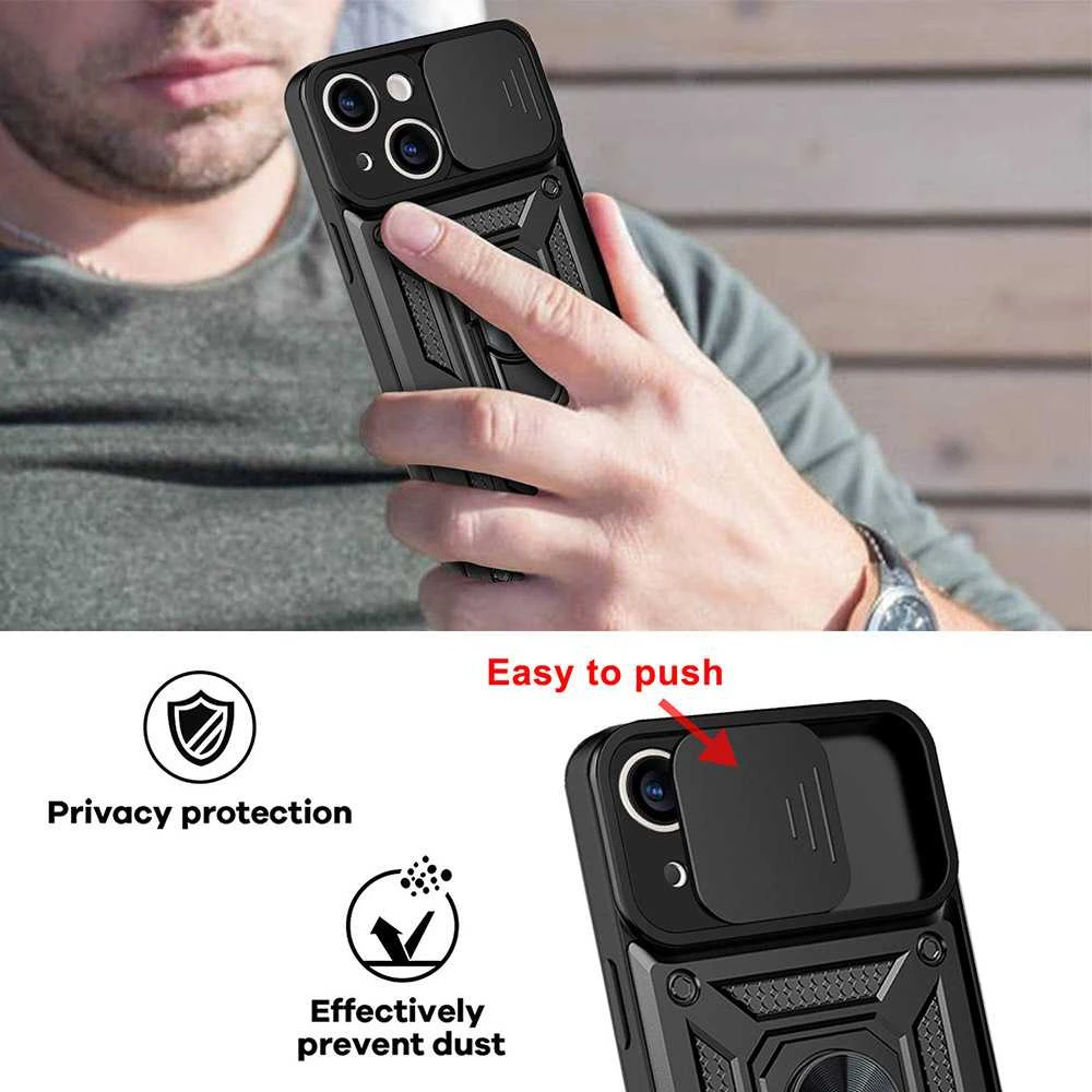 Fusion Accessories Topt Slide Camera Armor dėklas skirtas Apple iPhone 13 Pro juodos spalvos