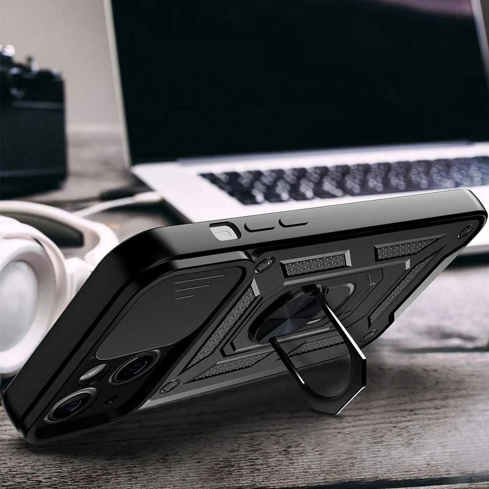 Toptel Topt Slide Camera Armor Dėklas skirtas Apple iPhone 17 Pro Max juodos spalvos