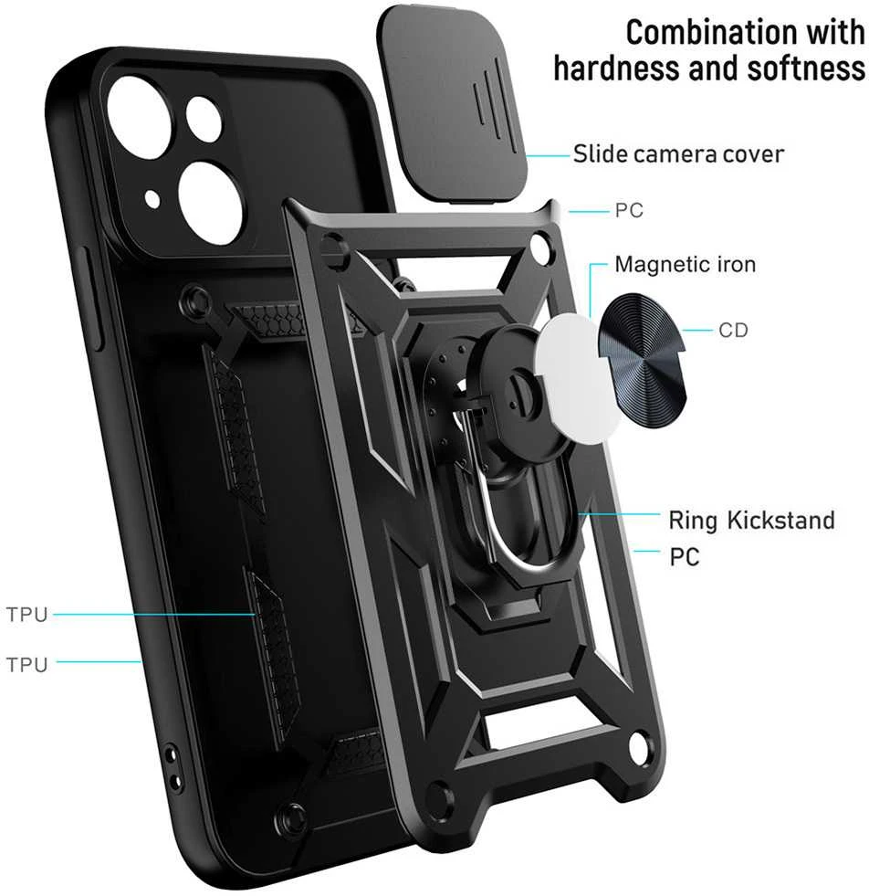 Toptel Topt Slide Camera Armor Dėklas skirtas Apple iPhone 17 Pro Max juodos spalvos