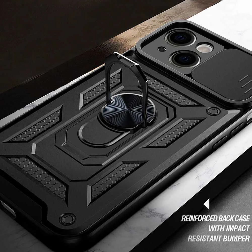 Fusion Accessories Topt Slide Camera Armor dėklas skirtas Motorola Moto G24 juodos spalvos