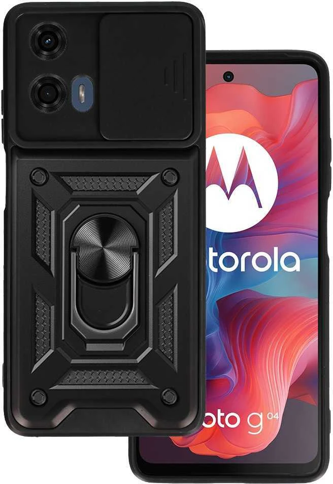 Fusion Accessories Topt Slide Camera Armor dėklas skirtas Motorola Moto G24 juodos spalvos