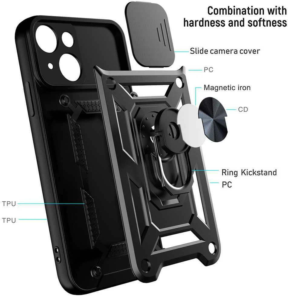 Fusion Accessories Topt Slide Camera Armor dėklas skirtas Motorola Moto G24 juodos spalvos