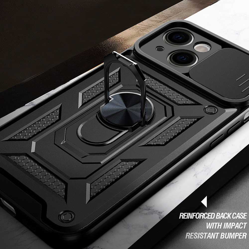 Fusion Accessories Slide Camera Armor dėklas skirtas Samsung Galaxy A53 5G juodos spalvos