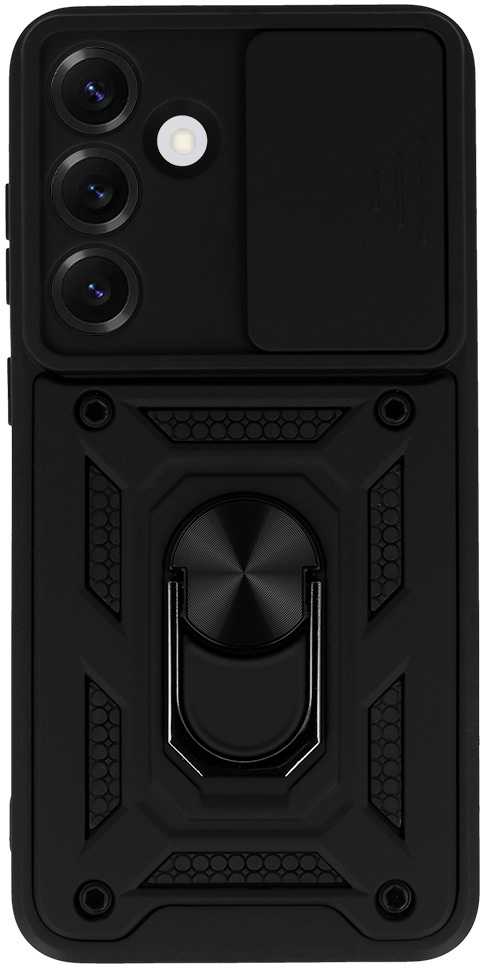 Fusion Accessories Topt Slide Camera Armor dėklas skirtas Samsung Galaxy S25 Plus juodos spalvos