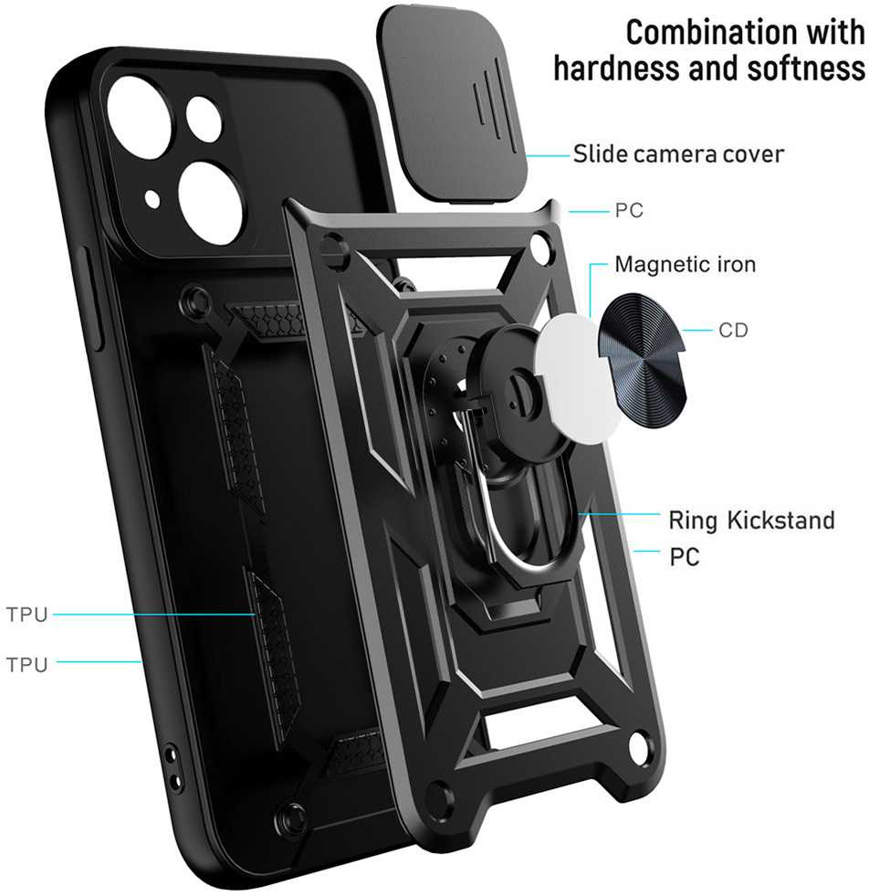 Fusion Accessories Slide Camera Armor dėklas skirtas Samsung Galaxy A53 5G juodos spalvos