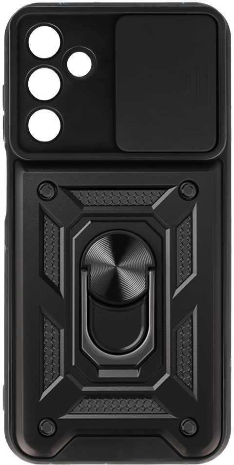Fusion Accessories Topt Slide Camera Armor dėklas skirtas Samsung Galaxy A15 4G/5G juodos spalvos