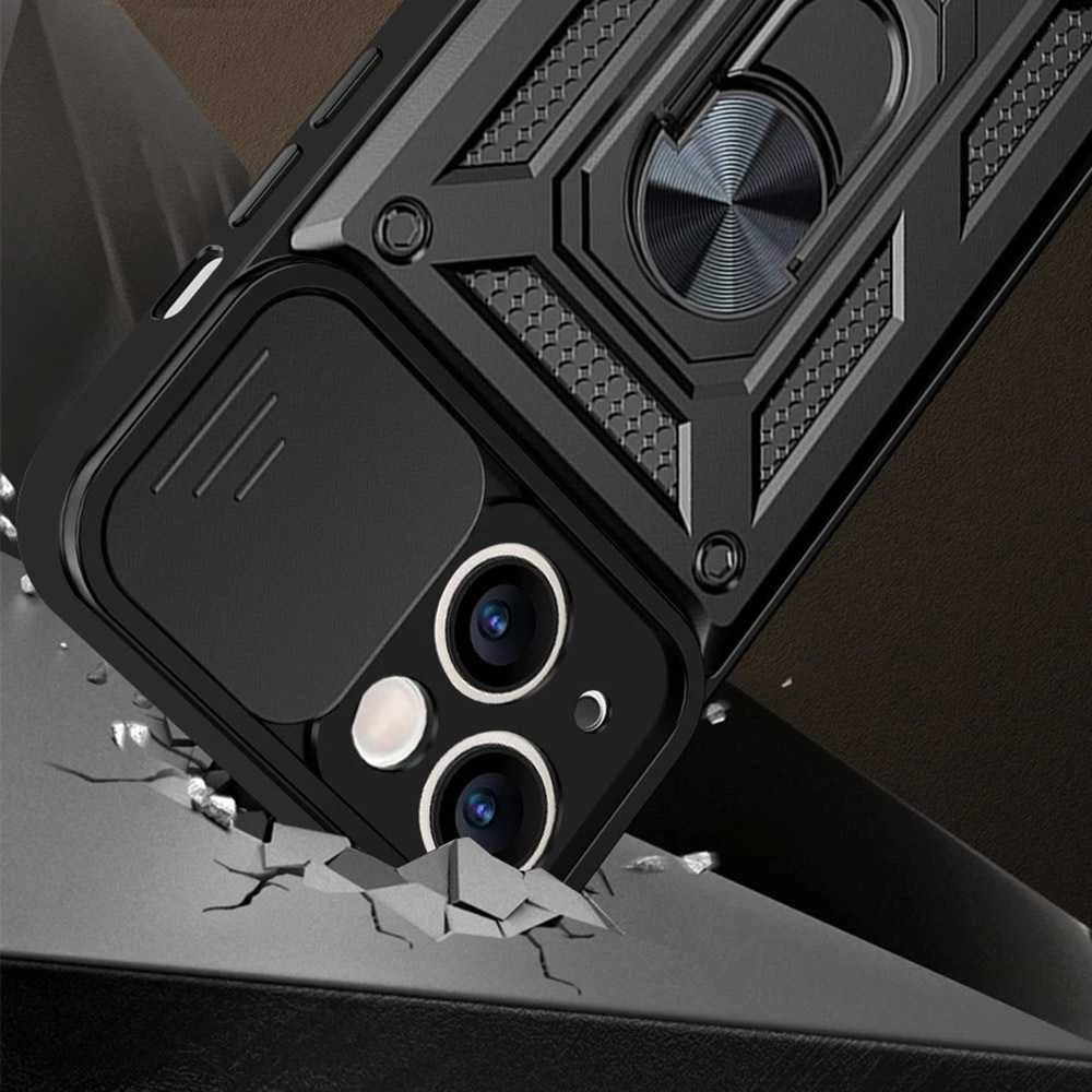 Fusion Accessories Topt Slide Camera Armor dėklas skirtas Xiaomi Redmi 9C juodos spalvos