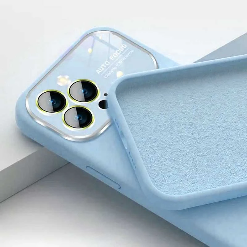 Fusion Accessories Topt Soft Silicone Lens dėklas skirtas Apple iPhone 13 Pro Max light mėlynos spalvos
