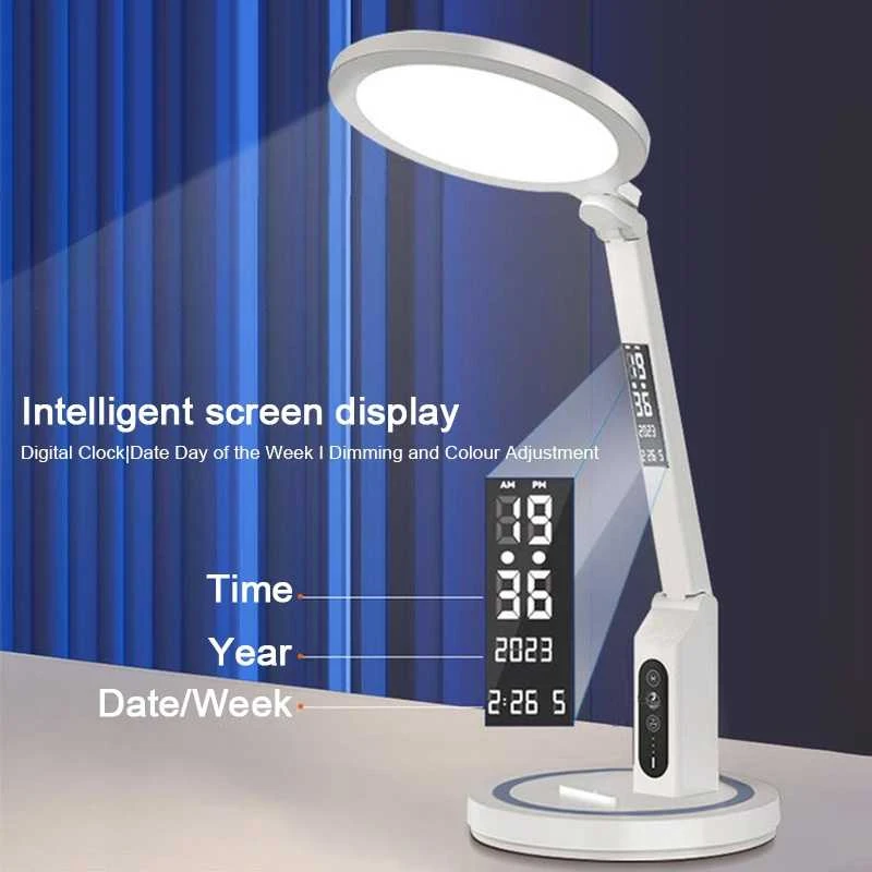 Oem Topt Stalinis šviestuvas LED DL-02 belaidis with digitial clock baltos spalvos