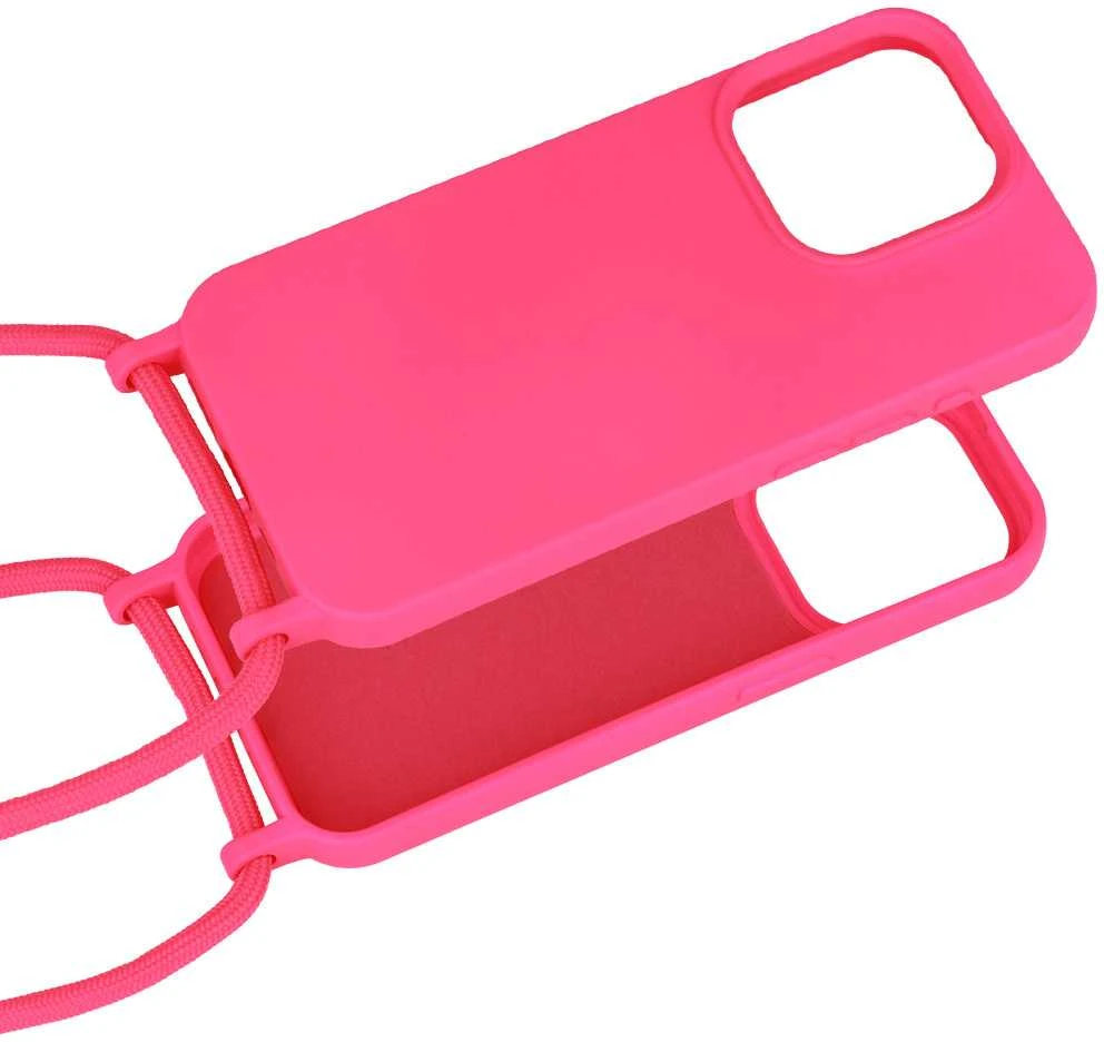 Fusion Accessories Topt Strap silikoninis dėklas skirtas Apple iPhone 15 Plus design 1 rožinės spalvos