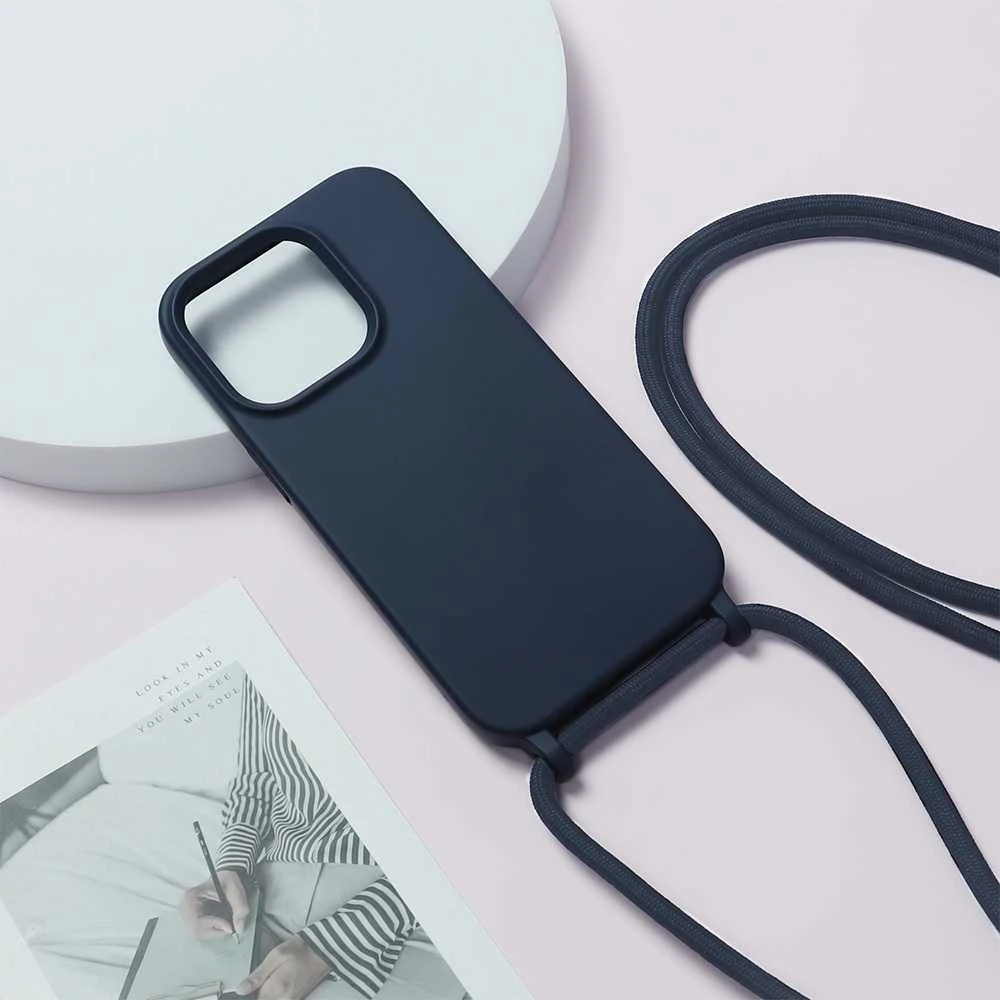 Fusion Accessories Topt Strap silikoninis dėklas skirtas Apple iPhone 15 Plus design 1 mėlynos spalvos